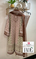 Jade Bin Saeed Vol 6 Premuim Cotton Printed Daily wear Suit with Cotton Dupatta (STITCHED)