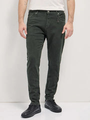 Stylish Dark Green Jeans with Comfortable Stretch and Skinny Fit