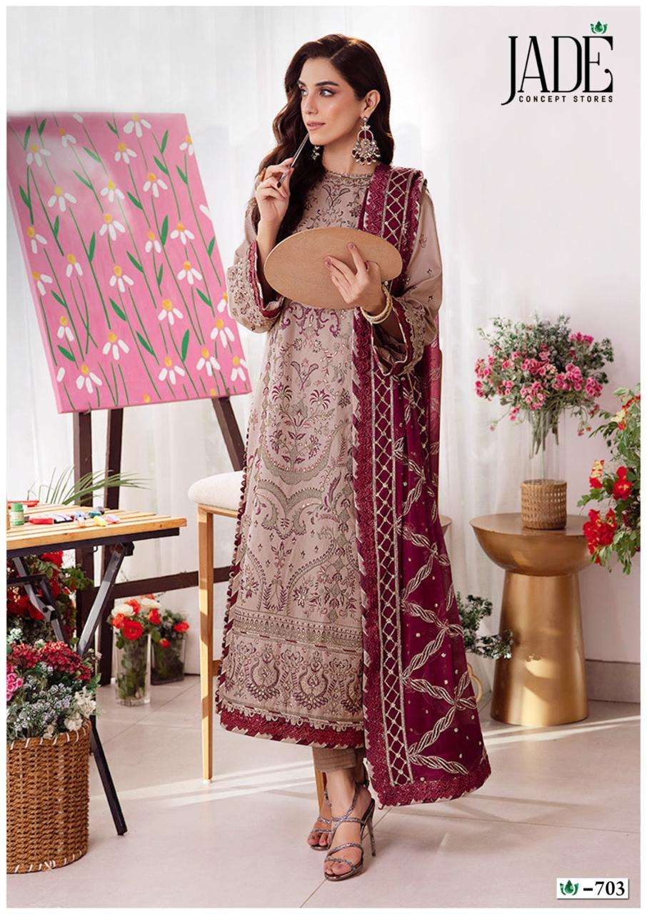 Jade Crimson 7 Exclusive Heavy Daily Wear Cotton Printed Suit with Cotton Dupatta ( Unstitched )