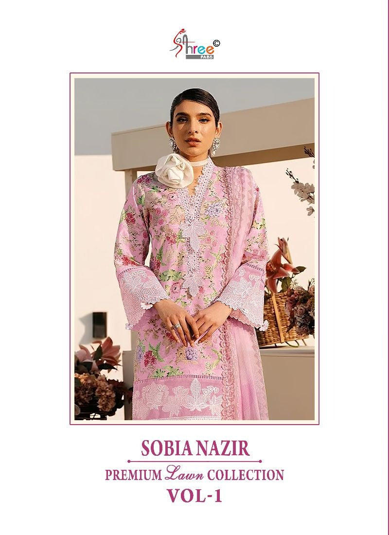 Sobia Nazir Luxury Premium Cotton Embroidered Patch with Chiffon Dupatta ( Unstitched )