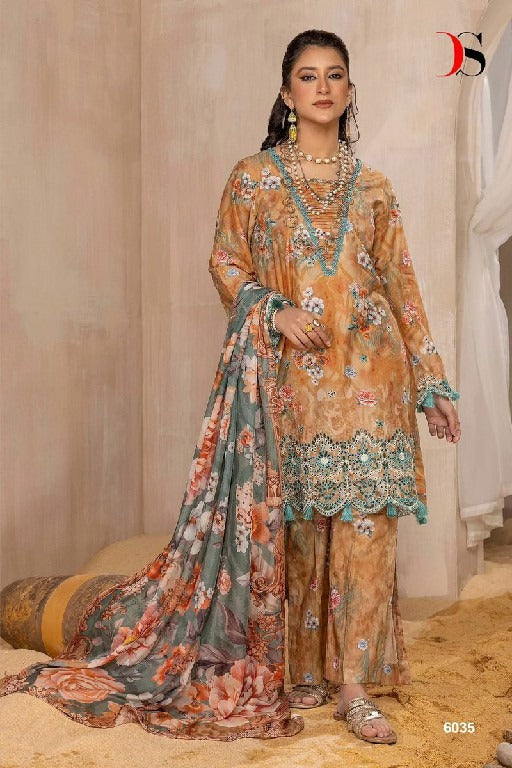 Adans Print Kari Lawn 24 Cotton Printed Embroidered Patch Suit with Chiffon Dupatta ( Unstitched )