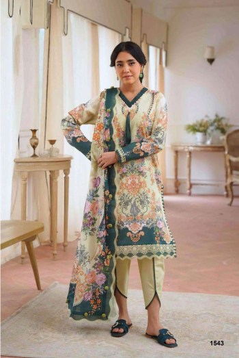 Jade Jal Insert Vol 2 Cotton Heavy Embroidered Patch Suit with Cotton Dupatta