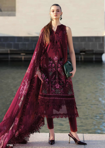 Maria B Premium Cotton Suit with heavy Self Embroidery and Patches with Cotton Dupatta
