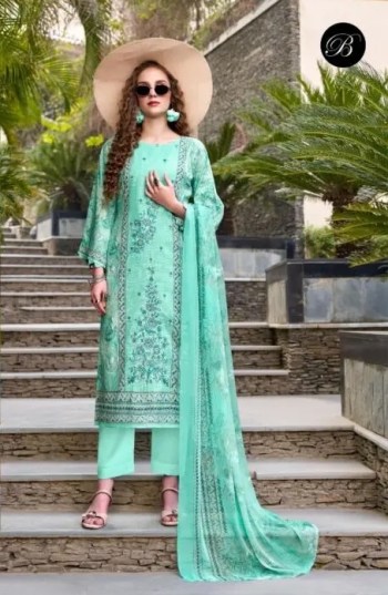 Belliza Rehana Luxury Cotton Digital Print Suit with Cotton Dupatta ( UnStitched )