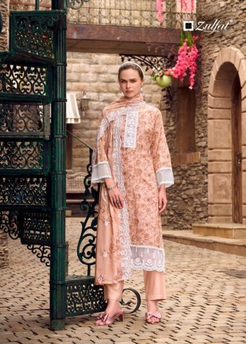 Zulfat Kiyara Cotton Print with Embroidery Daman with Cotton Embroidered Dupatta