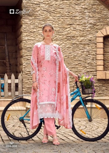 Zulfat Kiyara Cotton Print with Embroidery Daman with Cotton Embroidered Dupatta