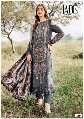 Jade Bin Saeed Vol 10 Premuim Cotton Printed Daily wear Suit with Cotton Dupatta (STITCHED) XL