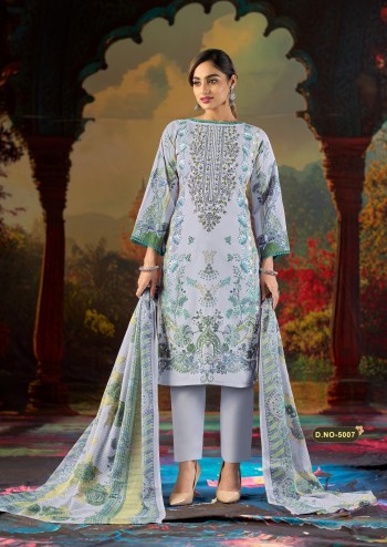 Mizaj M Prints Vol 5 Cotton Embroidered Self Work Daily Wear Suit with Cotton Dupatta