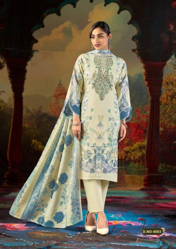 Mizaj M Prints Vol 5 Cotton Embroidered Self Work Daily Wear Suit with Cotton Dupatta