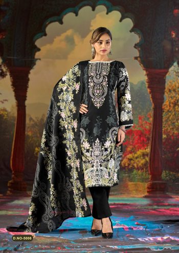Mizaj M Prints Vol 5 Cotton Embroidered Self Work Daily Wear Suit with Cotton Dupatta