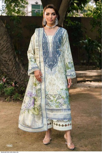Jade Elora Cotton Printed with Embroidered Patches with Cotton Dupatta ( Unstitched )