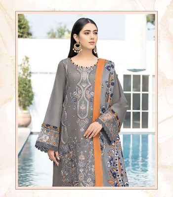 Chevron 15 Premuim Self Embroidered with Patch Cottn Suit with Chiffon Ptinted Dupatta ( Unstitched )
