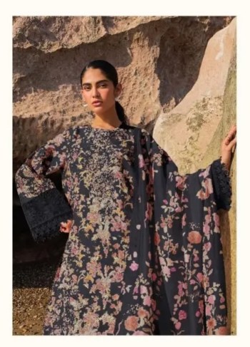 Jade Premuim Cotton with heavy self embroidery Patches for Daman & sleeves with Chiffon Dupatta