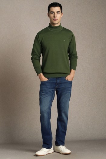 Green High Neck Full Sleeve Pullover ( Meduim )