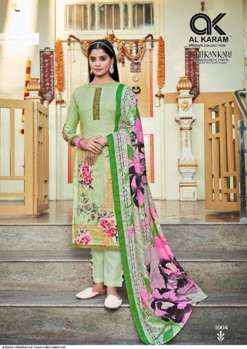 Al Karam Chikankari Vol-1 Embroidered Cotton Suit with Cotton Dupatta