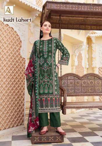 Alok Kudi Lahori Cotton Pakistani Print with Fancy Embroidery Suit with Cotton Embroidered Cutwork Dupatta ( UnStitched )