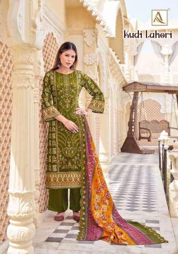 Alok Kudi Lahori Cotton Pakistani Print with Fancy Embroidery Suit with Cotton Embroidered Cutwork Dupatta ( UnStitched )
