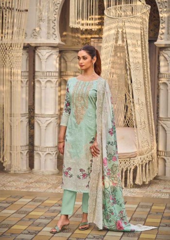 Cosmos Needle Wonder Vol 1 Lawn Cotton Printed with Self Embroidery Suit with Mal Mal Cotton Dupatta ( UnStitched )