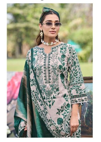 Cosmos Jazmin 2 Embroidered Patch Work Neck and Daman with Cotton Mal Mal Dupatta (UnStitched)