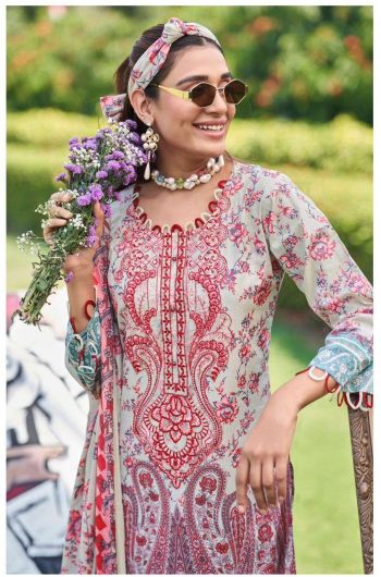 Cosmos Jazmin 2 Embroidered Patch Work Neck and Daman with Cotton Mal Mal Dupatta (UnStitched)