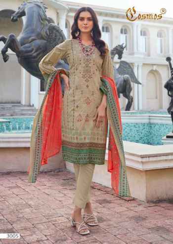 Cosmos Self Embroidery Readymade Cotton Suit with Cotton Dupatta Stitched XL