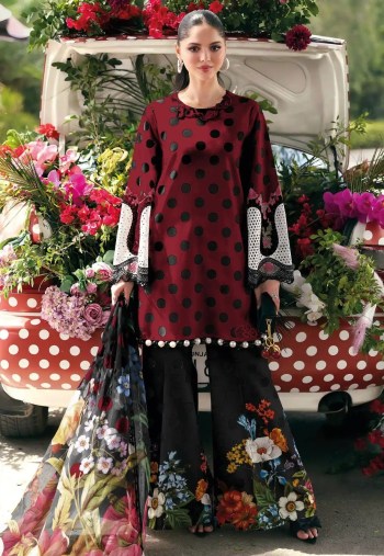 M Print Vol 7 Premium Cotton Printed with Patch Embroidered Suit with Cotton Dupatta ( Unstitched )