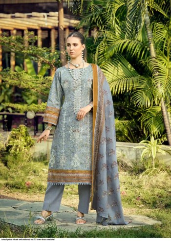 Ishaal vol 17 Cotton lawn Beautiful Embroidered self work Collection with Heavy Mal Mal Dupatta