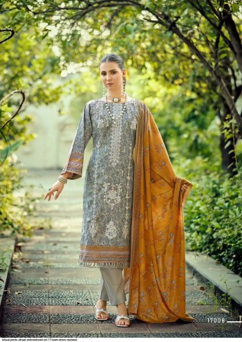 Ishaal vol 17 Cotton lawn Beautiful Embroidered self work Collection with Heavy Mal Mal Dupatta