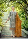 Ishaal vol 17 Cotton lawn Beautiful Embroidered self work Collection with Heavy Mal Mal Dupatta