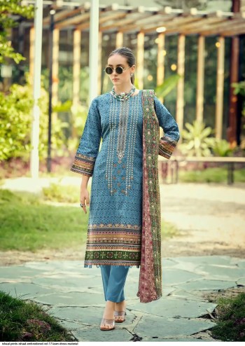 Ishaal vol 17 Cotton lawn Beautiful Embroidered self work Collection with Heavy Mal Mal Dupatta