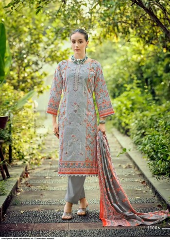 Ishaal vol 17 Cotton lawn Beautiful Embroidered self work Collection with Heavy Mal Mal Dupatta