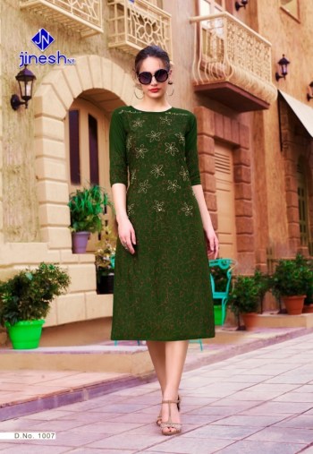 Jinesh NX Readymade Digital Print Rayon Kurti ( Stitched ) XL