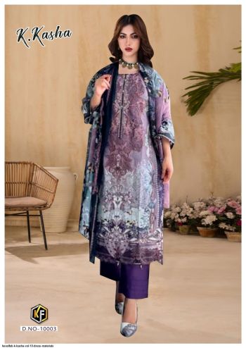 K Kasha Vol 10 Printed Cotton Ready Made Suit with Cotton Dupatta ( Stitched ) XL