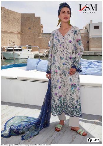 Firdous Queen 12 Heavy Cotton Printed Suit with Cotton Dupatta ( UnStitched )