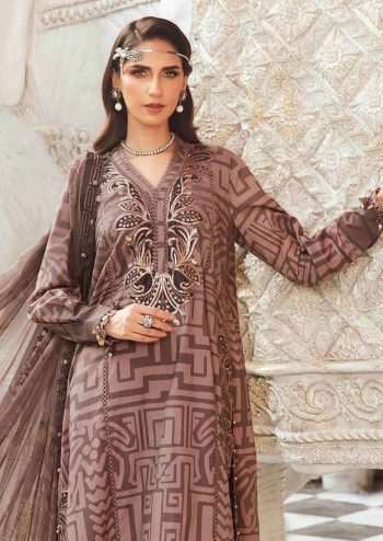 Maria B Cotton Printed with Embroidery Patches Suit with Chiffon Dupatta
