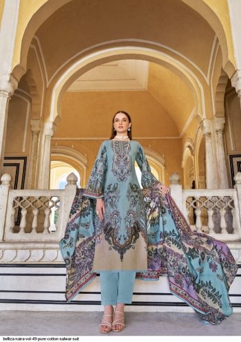Naira Vol 49 Cotton Printed with Exclusive Embroidery work with Cotton Dupatta ( UnStitched )