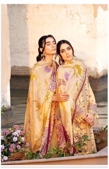 Cheveron 24 Cotton Premium Embroidered with Extra Patches in Suit with Chiffon Dupatta ( UnStitched )