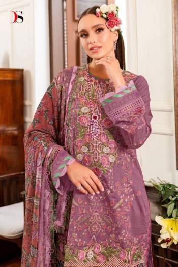 Firdous Queen's Court 7 Cotton Printed Cotton Embroidered Patch Suit with Chiffon Dupatta ( UnStitched )