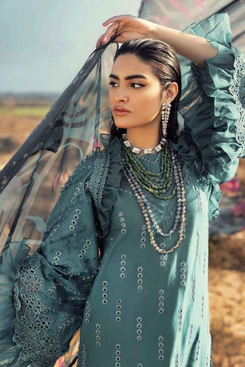 Adnan Libas Pakistani Cotton Premuim Embroidered Suit with Chiffon Dupatta ( UnStitched )