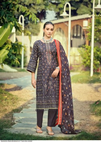 Ishaal vol 17 Cotton lawn Beautiful Embroidered self work Collection with Heavy Mal Mal Dupatta
