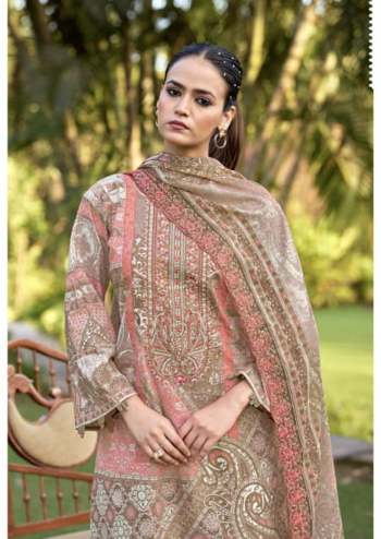 Mumtaz Art Cotton Cambric Lawn Print with Heavy Embroidered Panel Work with Cotton Dupatta