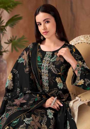 Alok Viscose Reyon Print With Foil And Fancy Embroidery Work with Viscose Silk Print Dupatta