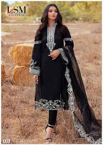 Lsm Galleria Cotton Daily Wear Black & White Pure Heavy Lawn with Cotton Dupatta
