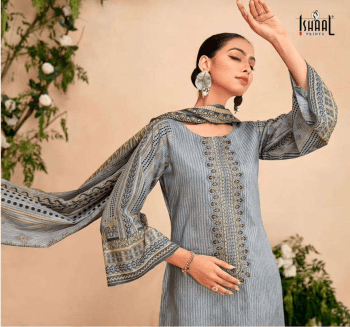 Ishaal vol 3 Cotton lawn Beautiful Embroidered Self Work Collection with Cotton Dupatta