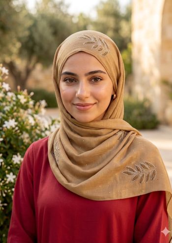 Premium Partywear Golden Cotton Shimer With Stone Hijab