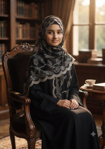 Black Cotton Embroidery Work Hijab Scarf